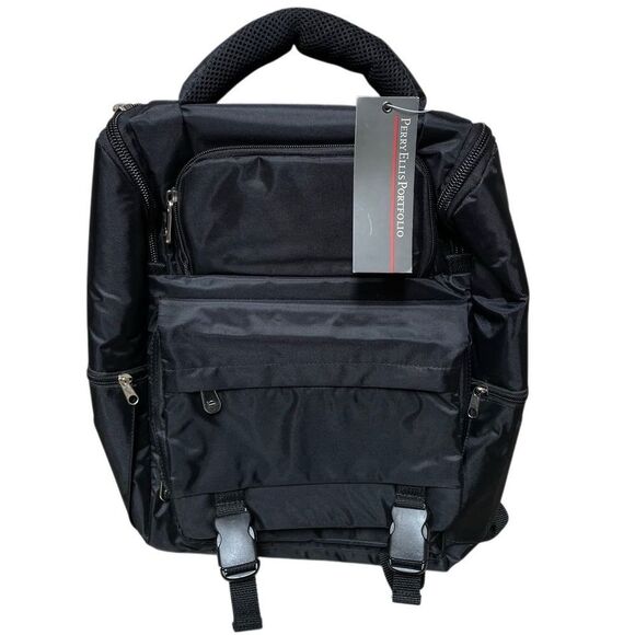 Perry Ellis Portfolio Computer Backpack cushioned top handle black New - Picture 1 of 10